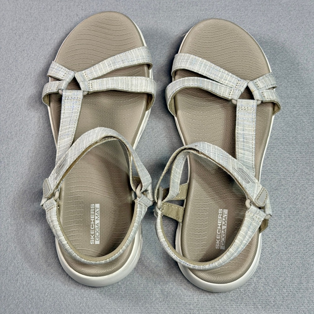 Skechers Womens On-the-GO 600 Goga Mat Strappy Sandals Size 8 Taupe 16182 - Picture 2 of 9